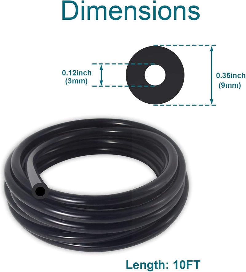 Gephynm Vacuum Hose Automotive, 10 FT 1/8 Inch ID Vacuum Line, 130PSI Max Pressure Vacuum Lines Automotive, Silicone Vacuum Line with 10PCS Clamps - Image 2